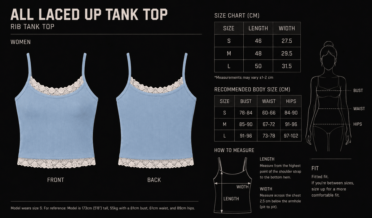 ALL LACED UP - Tank Top in Blue - Radhaus