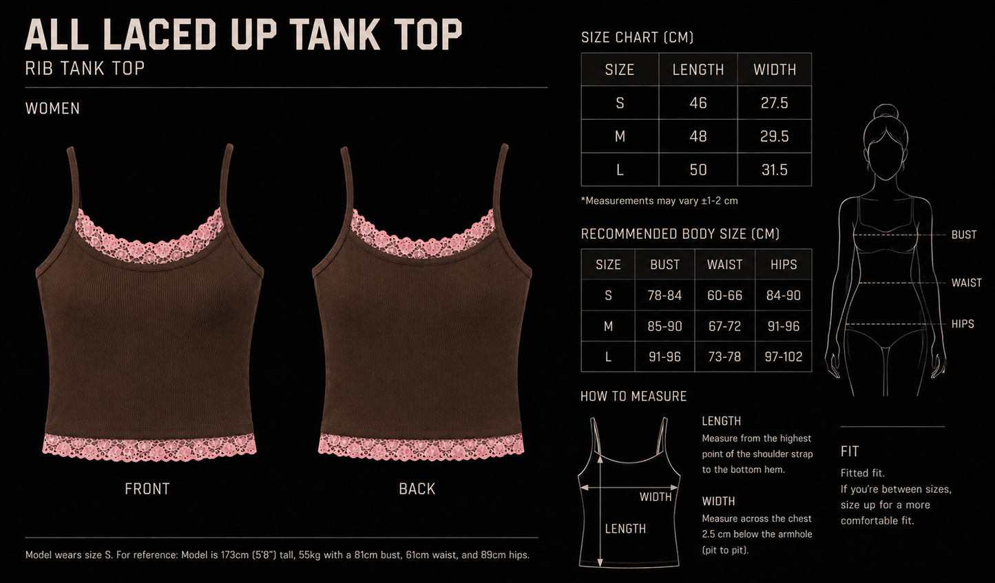 ALL LACED UP - Tank Top in Brown