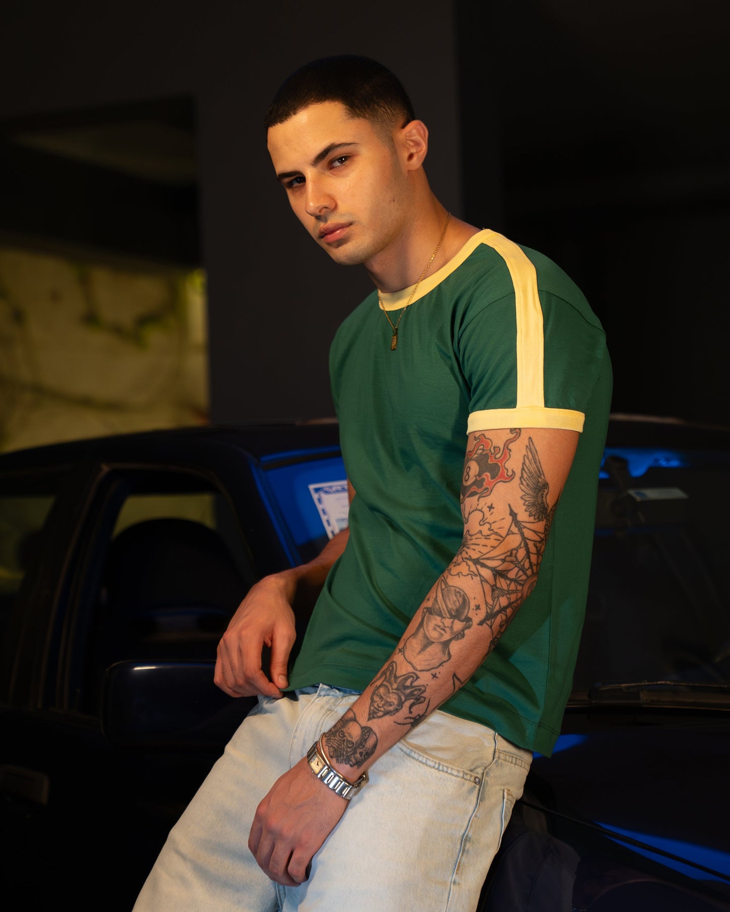 RING ME UP - Ringer Tee in Olive