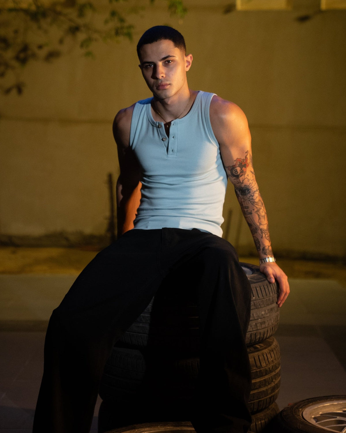 WIFE LOVER - Henley Tank in Blue - Radhaus