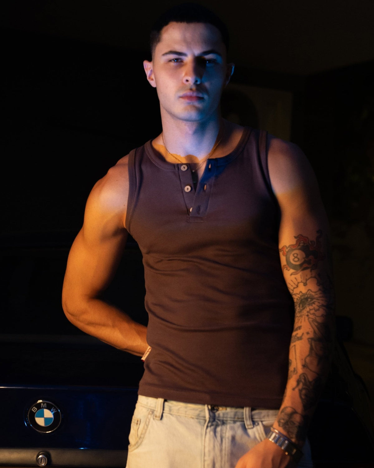WIFE LOVER - Henley Tank in Brown - Radhaus